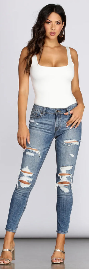 Josie Mid Rise Skinny Jeans