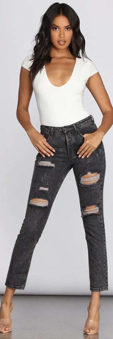 Lookin' Good Mid-Rise Destructed Jeans