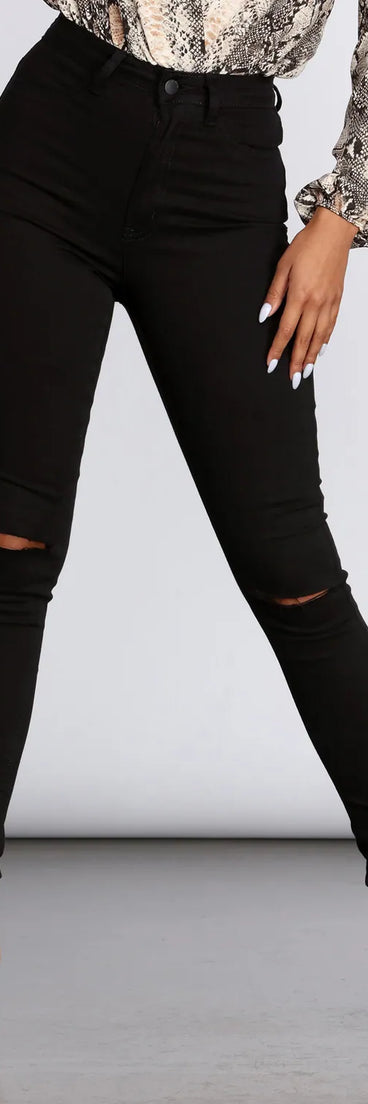 High Rise Slit Skinny Jeans