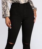 High Rise Slit Skinny Jeans