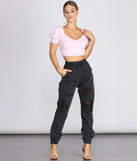 Distressed Denim Joggers