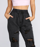 Distressed Denim Joggers