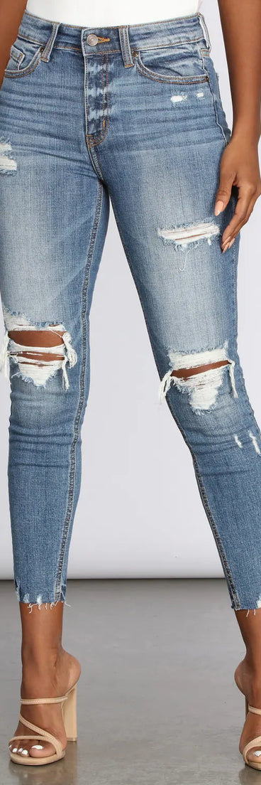 Clara High Rise Distressed Skinny Jeans