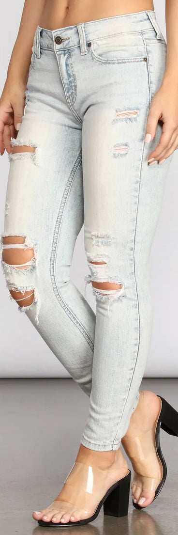 Josie Mid Rise Destructed Jeans