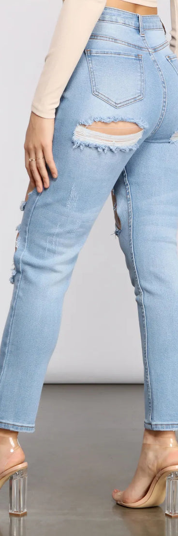 High Waist Trendy Cut Out Skinny Jeans