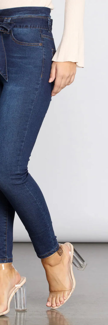 High Rise Paper Bag Skinny Jeans