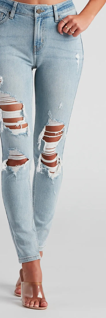 Jude Mid Rise Distressed Skinny Jeans