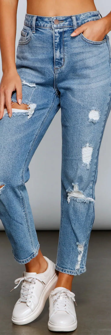 Chic Destruction High Rise Boyfriend Jeans