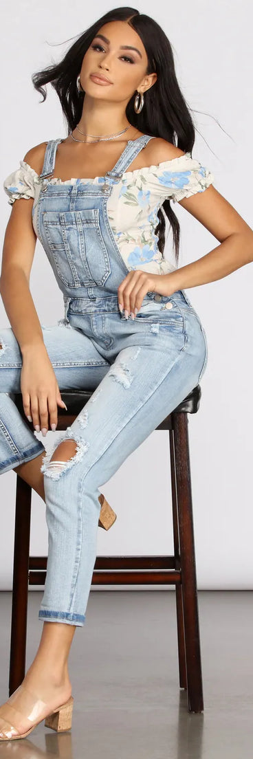 Comfy Cool Distressed Overalls