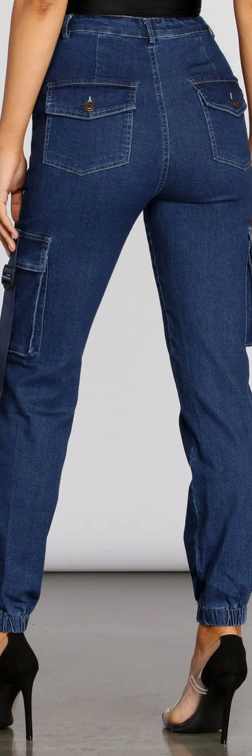 Grab N' Go Denim Cargo Jogger Pants