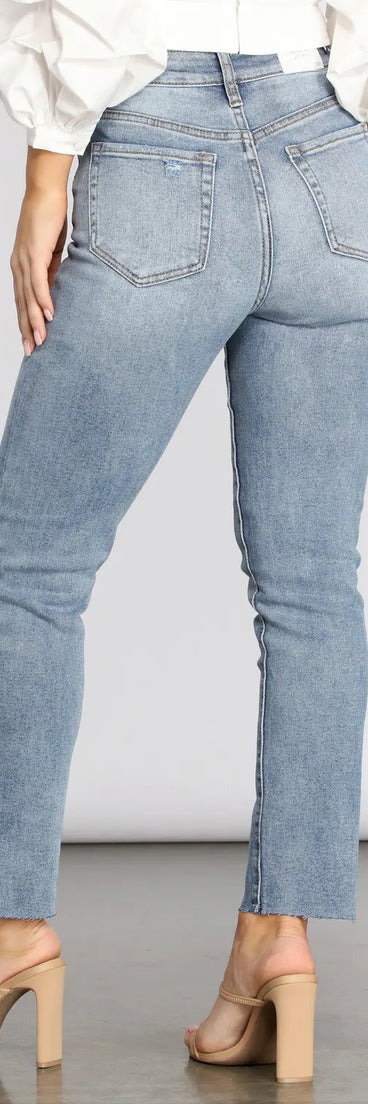 High Rise Destructed Denim Jeans