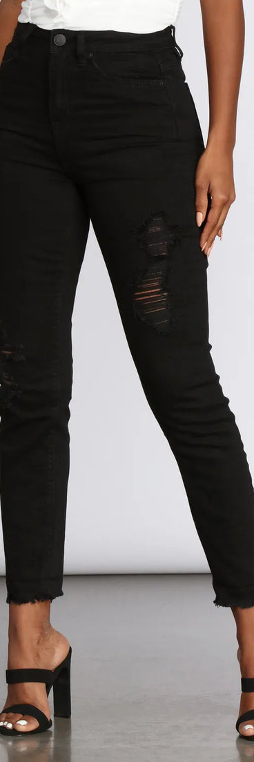On The Rise Distressed Skinny Jeans