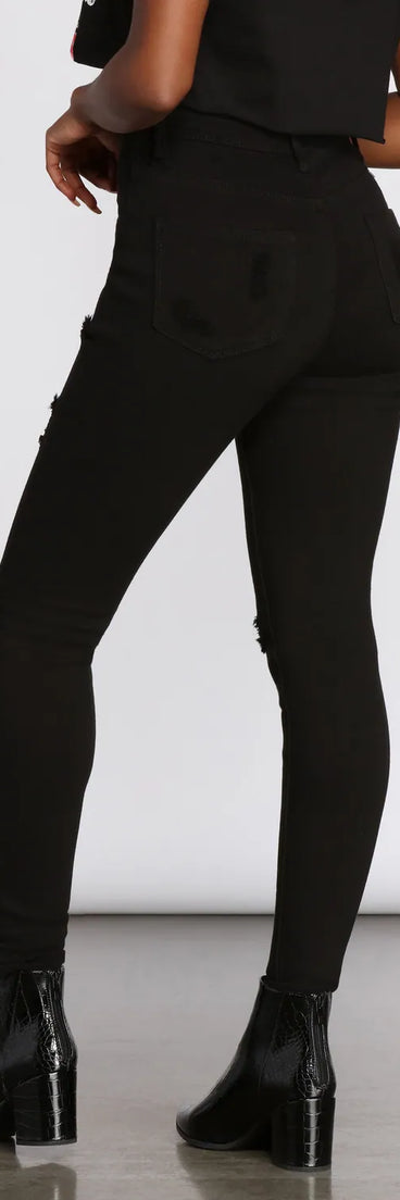 High Rise Super Destructed Skinny Jeans