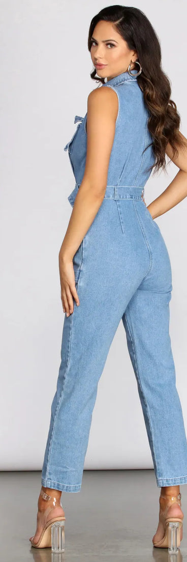 Just Being Me Utility Denim Jumpsuit