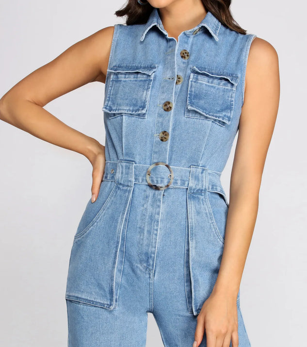 YUTHENTIC ♥ Utility Denim Jumper AJ4AM60212 /追跡付 Just Being Me Utility Denim Jumpsuit | Windsor
