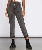 High Rise Button Front Mom Jeans
