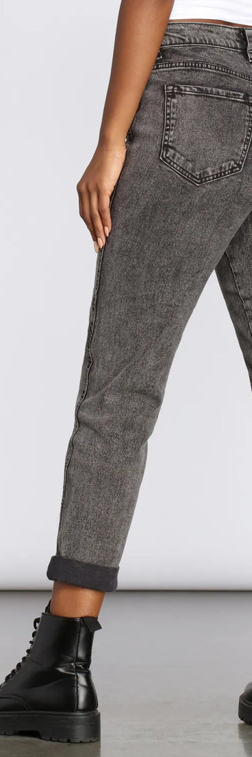 High Rise Button Front Mom Jeans