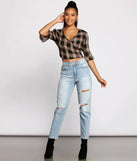Tobi Super High Rise Cropped Mom Jeans
