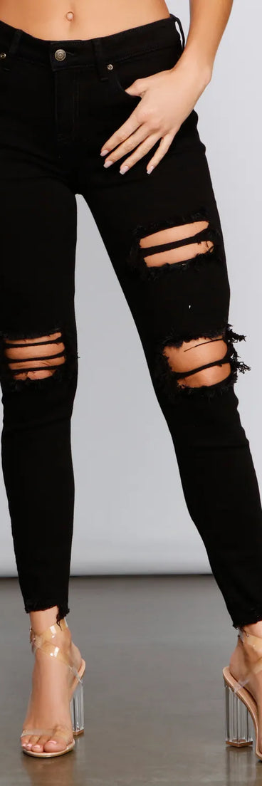 Jude Mid Rise Super Destructed Skinny Ankle Jeans