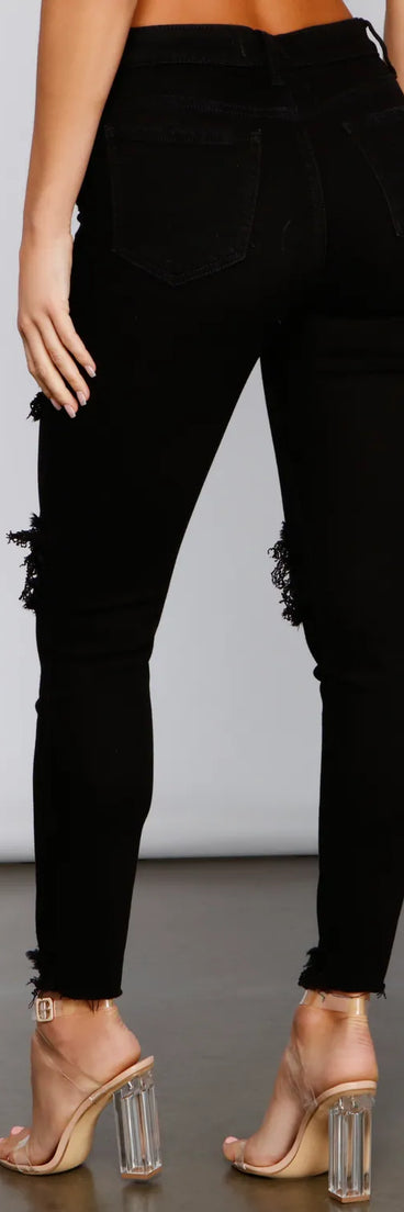 Jude Mid Rise Super Destructed Skinny Ankle Jeans