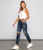Tobi High Rise Destructed Mom Jeans