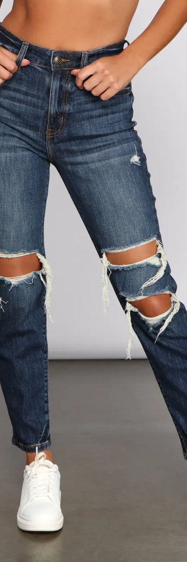 Tobi High Rise Destructed Mom Jeans