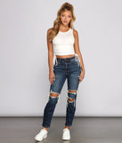 Tobi High Rise Destructed Mom Jeans