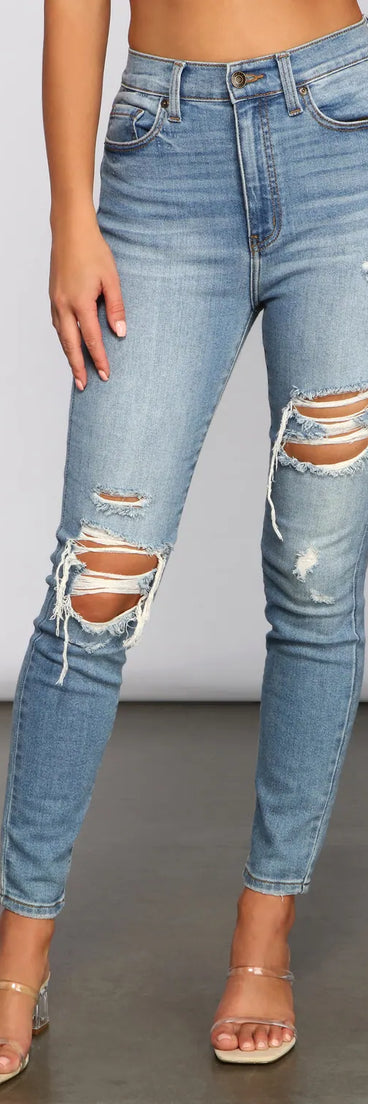 Bella Super High-Rise Destructed Skinny Jeans