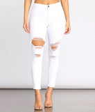 High Rise Destructed Denim Skinny Jeans