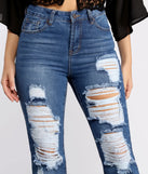 High Rise Super Destructed Straight Leg Jeans