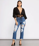 High Rise Super Destructed Straight Leg Jeans