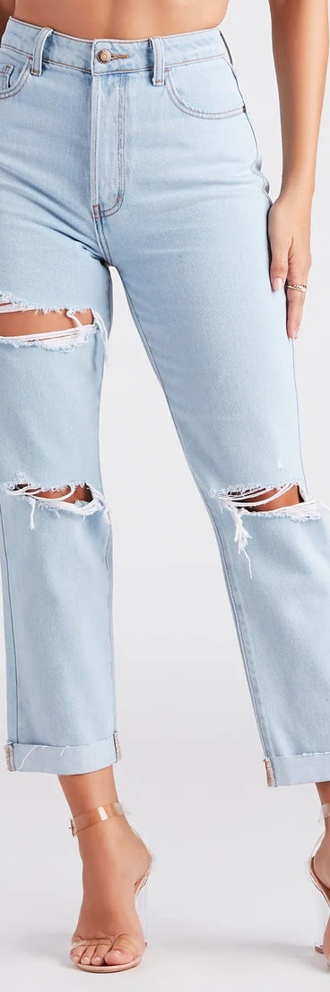 High Rise Drama Destructed Jeans