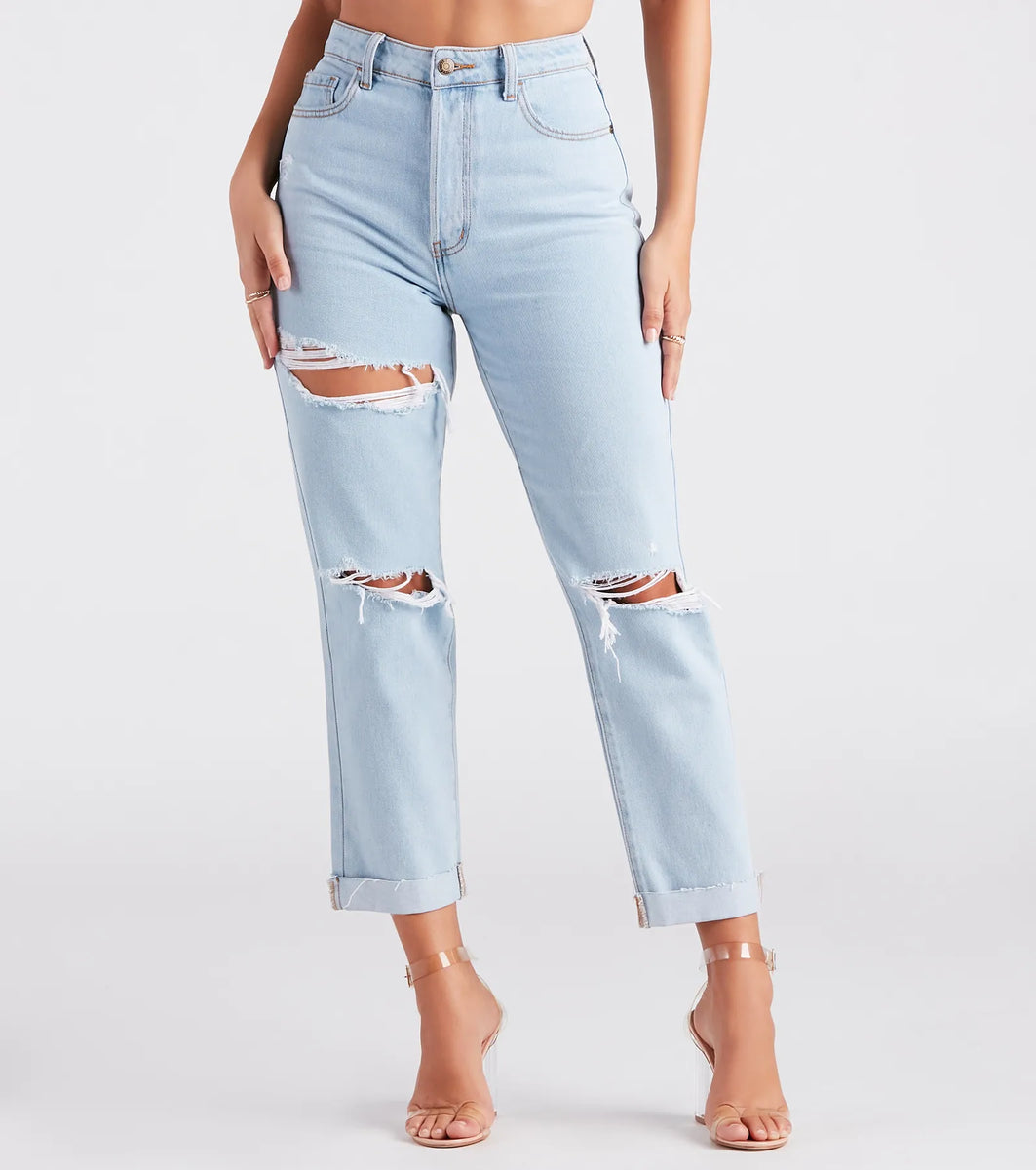 High Rise Drama Destructed Jeans & Windsor