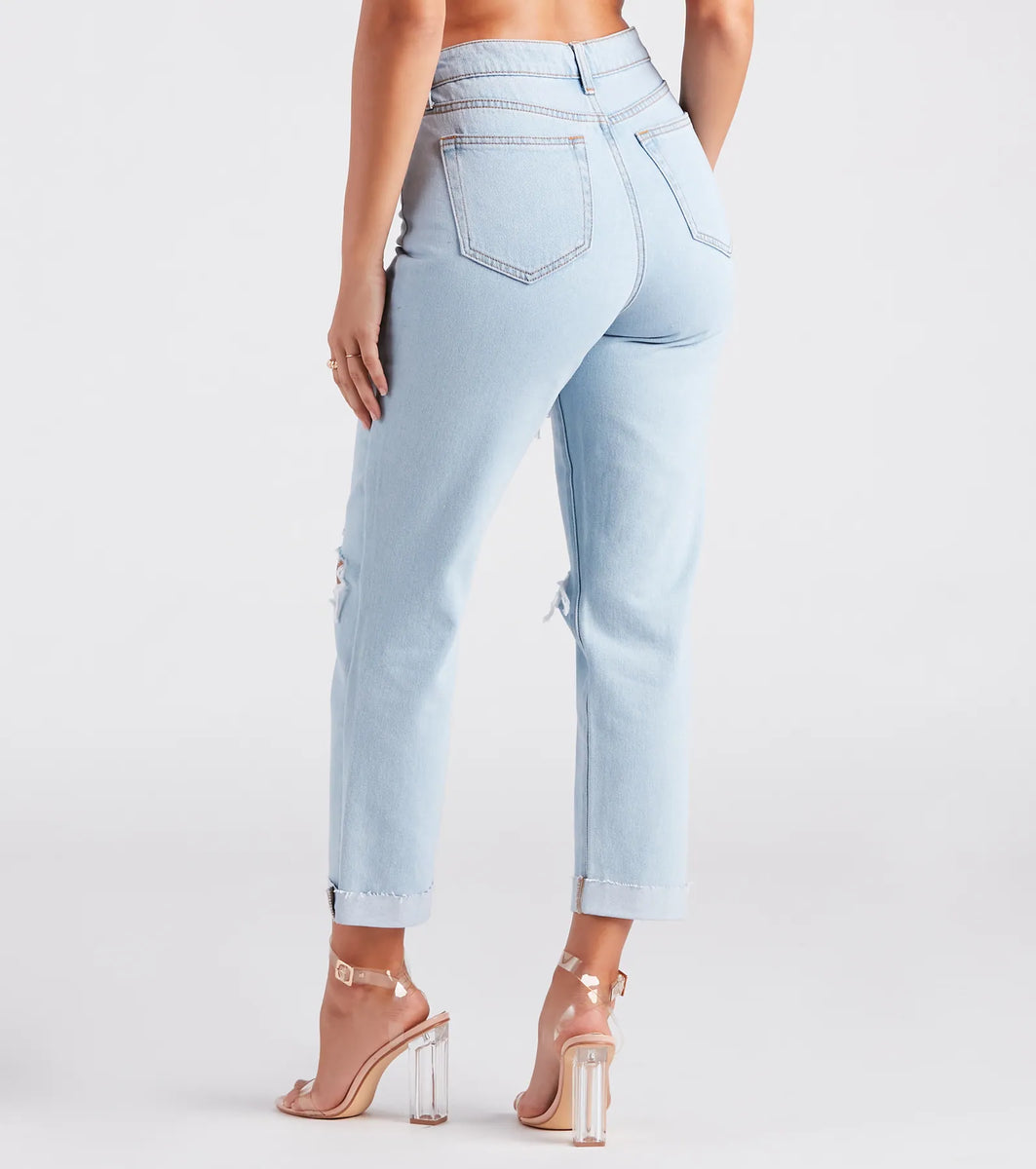 High Rise Drama Destructed Jeans & Windsor