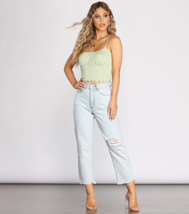 [ JEANS] Cropped Denim Shirket ★大人気★ Marilyn Straight Crop Jeans In Plus Size With Cuffs