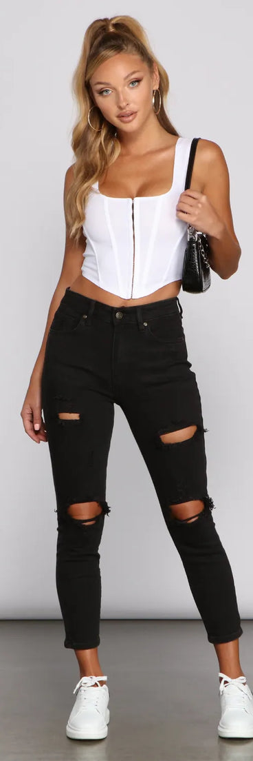 Bella High Rise Destructed Skinny Jeans