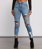 High Rise Edgy Distressed Skinny Jeans