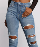 High Rise Edgy Distressed Skinny Jeans