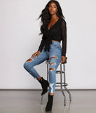 High Rise Edgy Distressed Skinny Jeans
