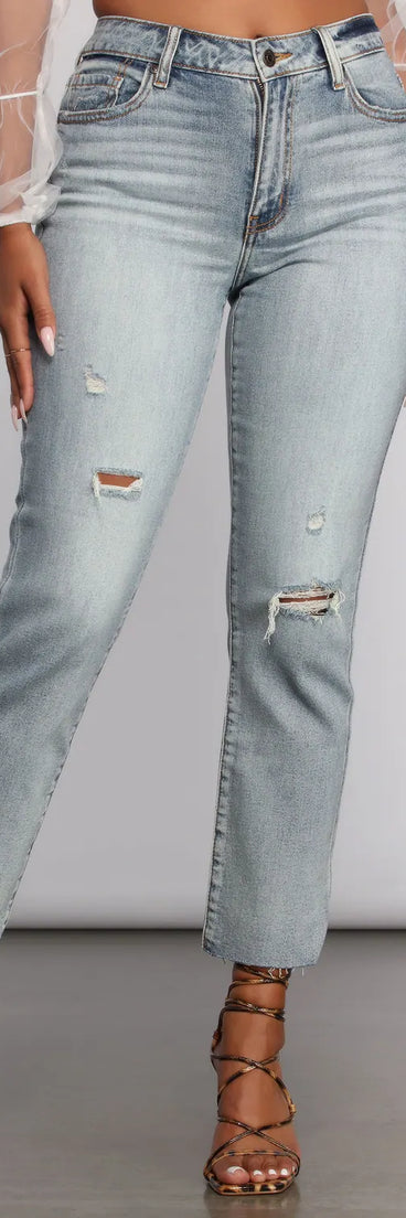 Ally High Rise Destructed Mom Jeans