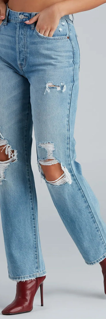 High-Rise Destructed Boyfriend Jeans