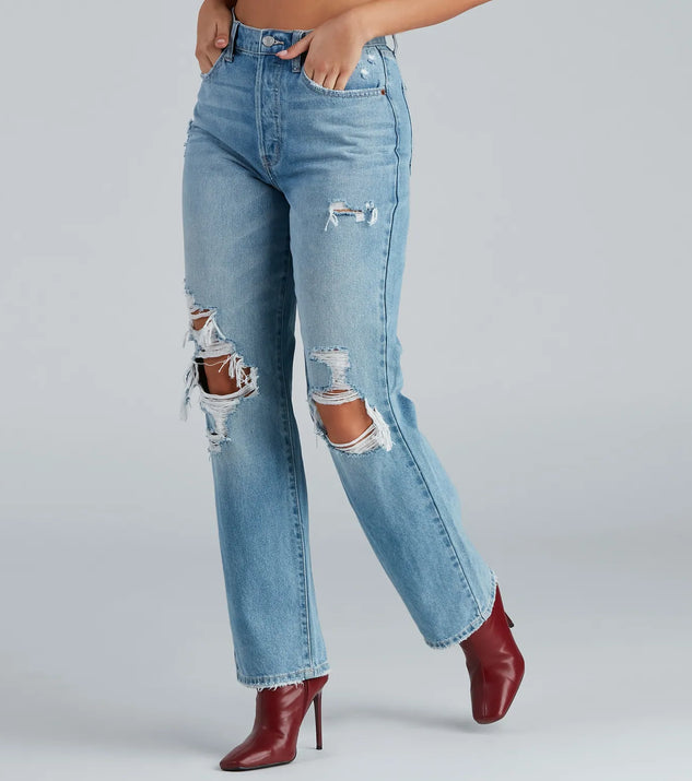 High-Rise Destructed Boyfriend Jeans