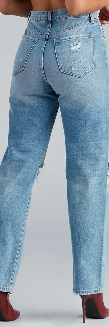 High-Rise Destructed Boyfriend Jeans