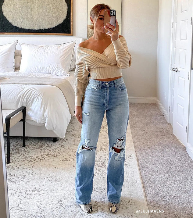 High-Rise Destructed Boyfriend Jeans | Windsor High-Rise Destructed Boyfriend Jeans | Windsor