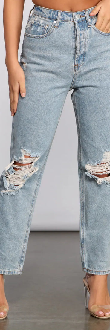 Classic Staple High Rise Destructed Boyfriend Jeans