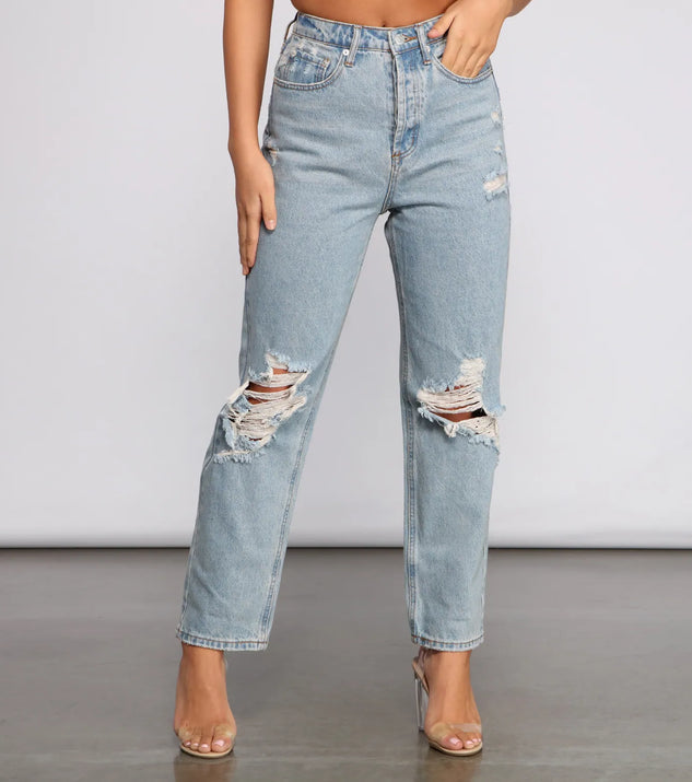 Classic Staple High Rise Destructed Boyfriend Jeans