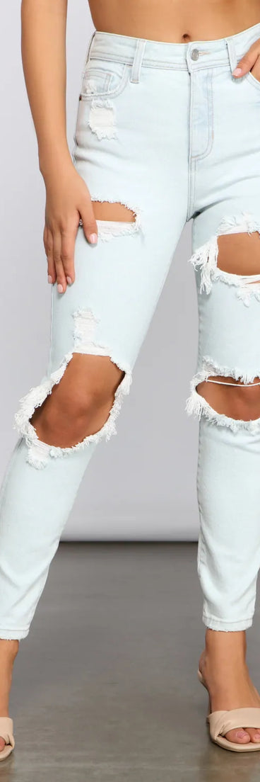 On Edge High Rise Destructed Skinny Jeans