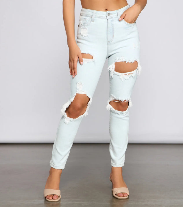 On Edge High Rise Destructed Skinny Jeans