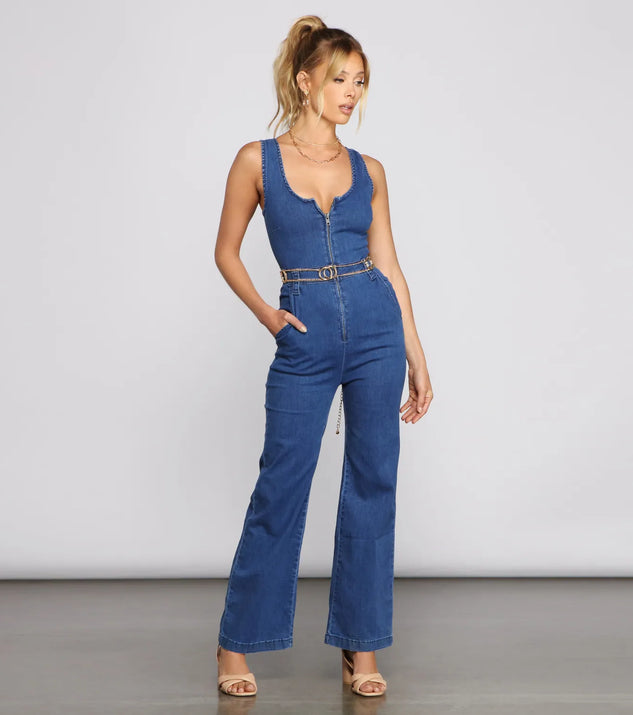 Retro Babe Sleeveless Denim Jumpsuit | Windsor