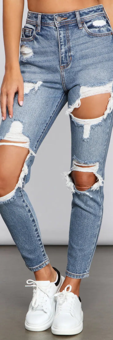 Trendy Destructed High-Rise Skinny Jeans